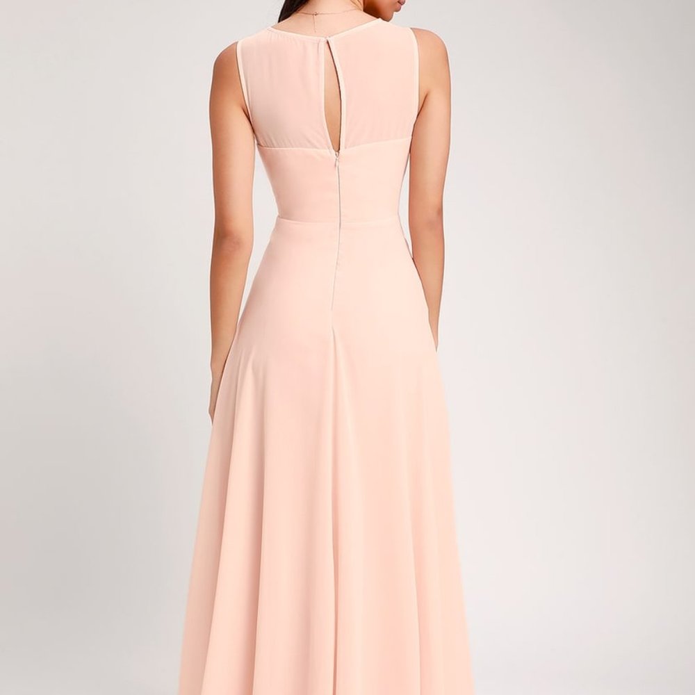 Lulu's NWT Here for Love Blush Sleeveless Maxi Dress bridesmaid formal dress L - Picture 3 of 12